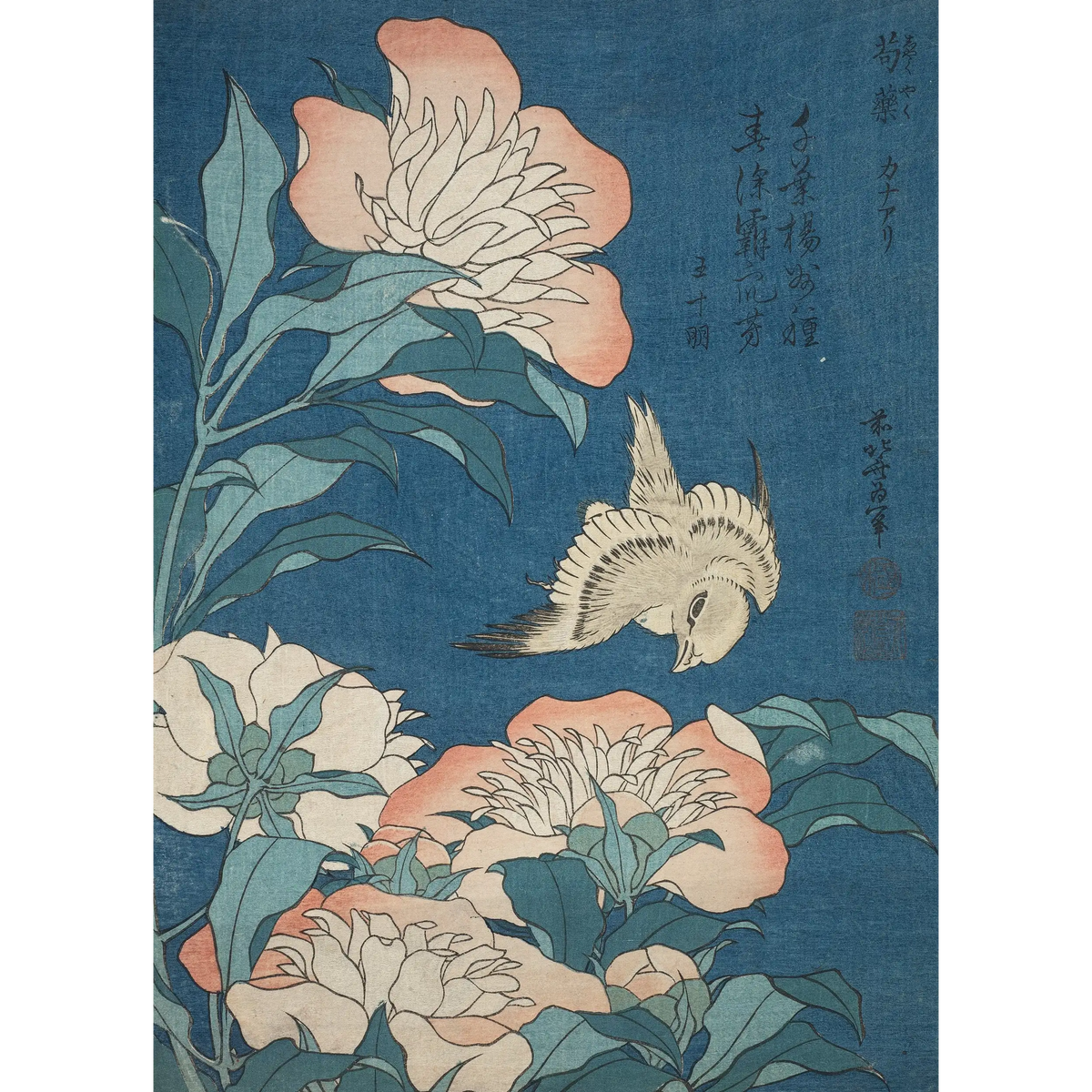 Peonies_and_Canary_Katsushika Hokusai