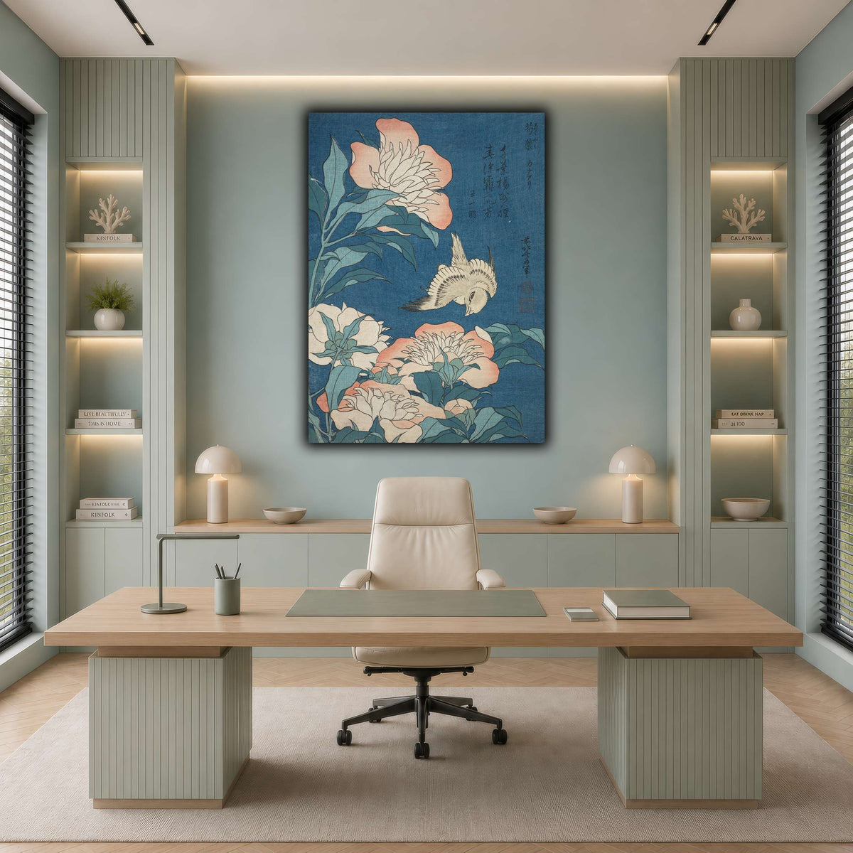Peonies_and_Canary_Katsushika Hokusai  cool-office