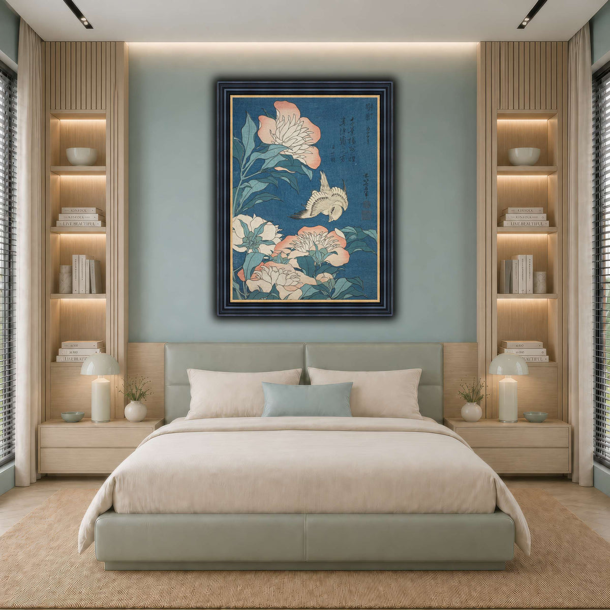 Peonies_and_Canary_Katsushika Hokusai  cool-bedroom