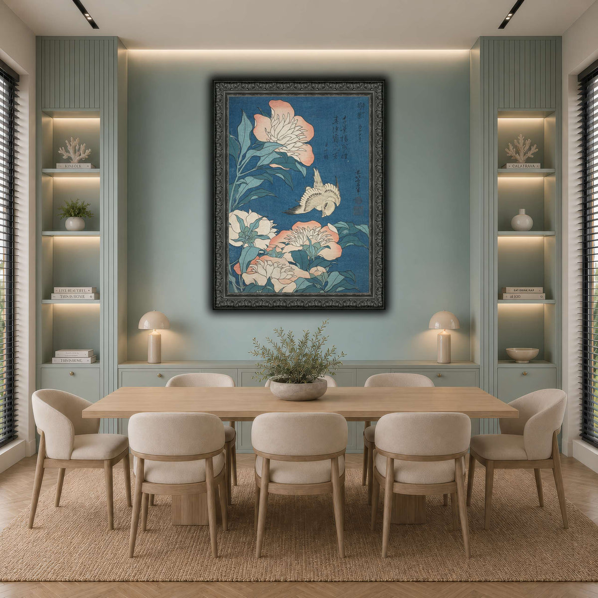 Peonies_and_Canary_Katsushika Hokusai  cool-dining