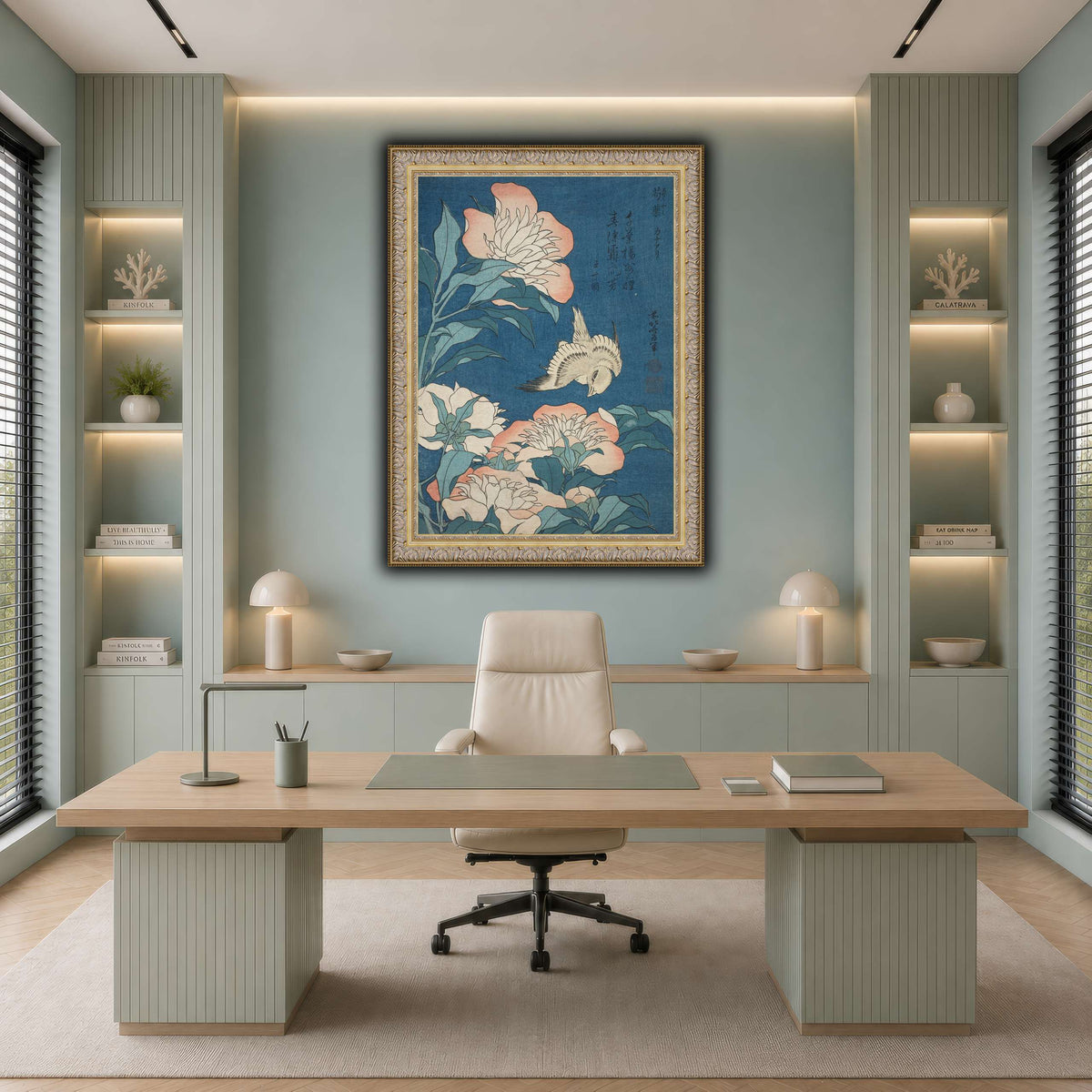 Peonies_and_Canary_Katsushika Hokusai  cool-office