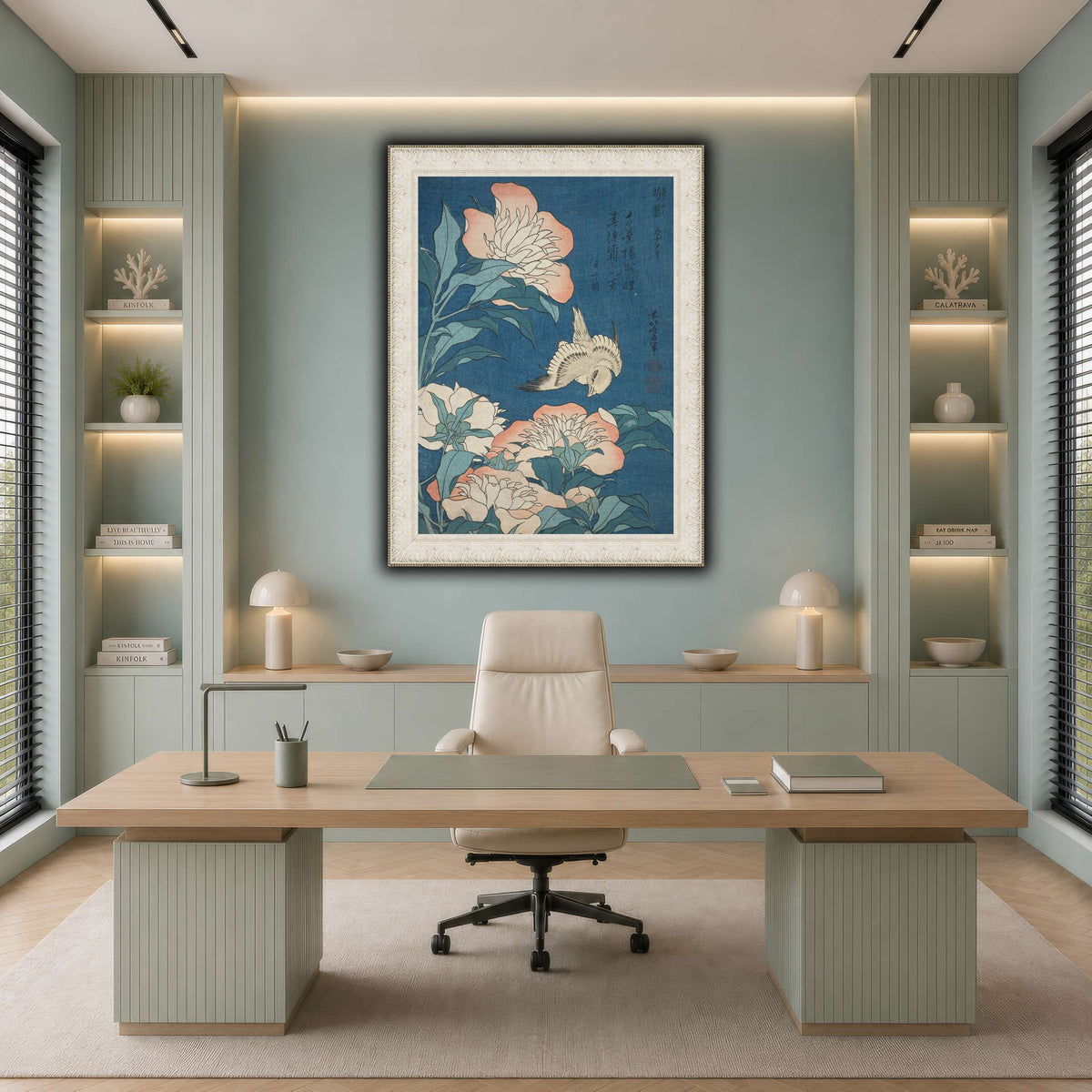 Peonies_and_Canary_Katsushika Hokusai  cool-office
