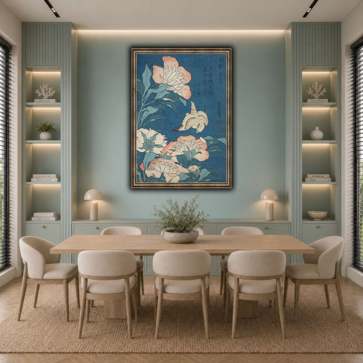 Peonies_and_Canary_Katsushika Hokusai  cool-dining