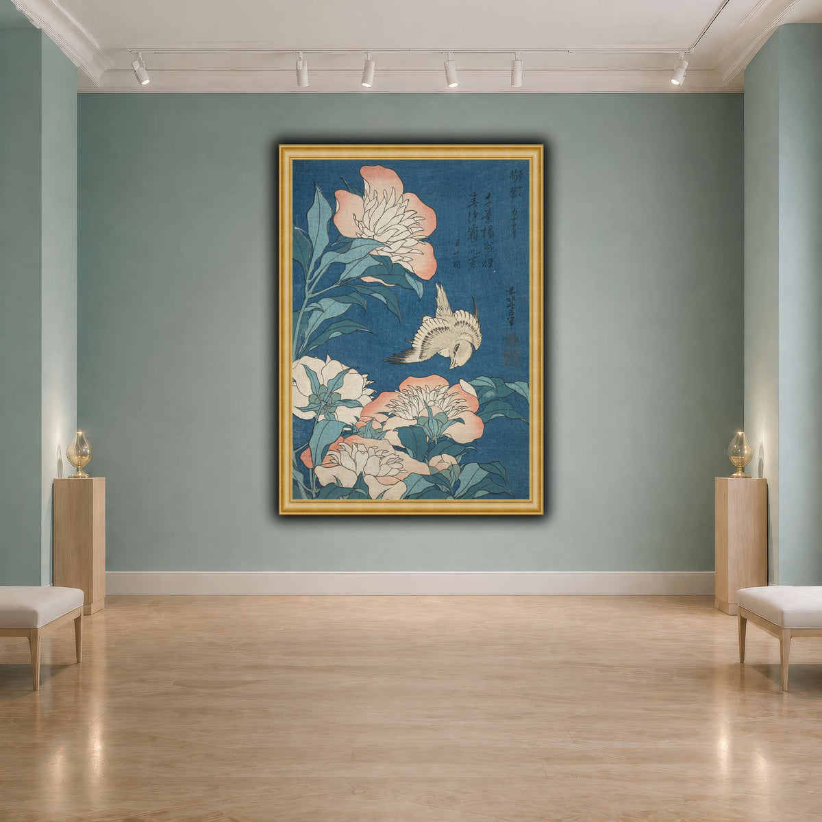 Peonies_and_Canary_Katsushika Hokusai  cool-agallery