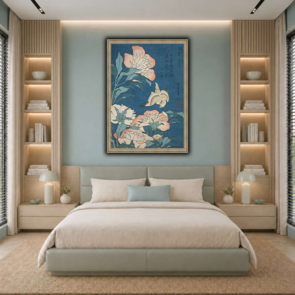 Peonies_and_Canary_Katsushika Hokusai  cool-bedroom