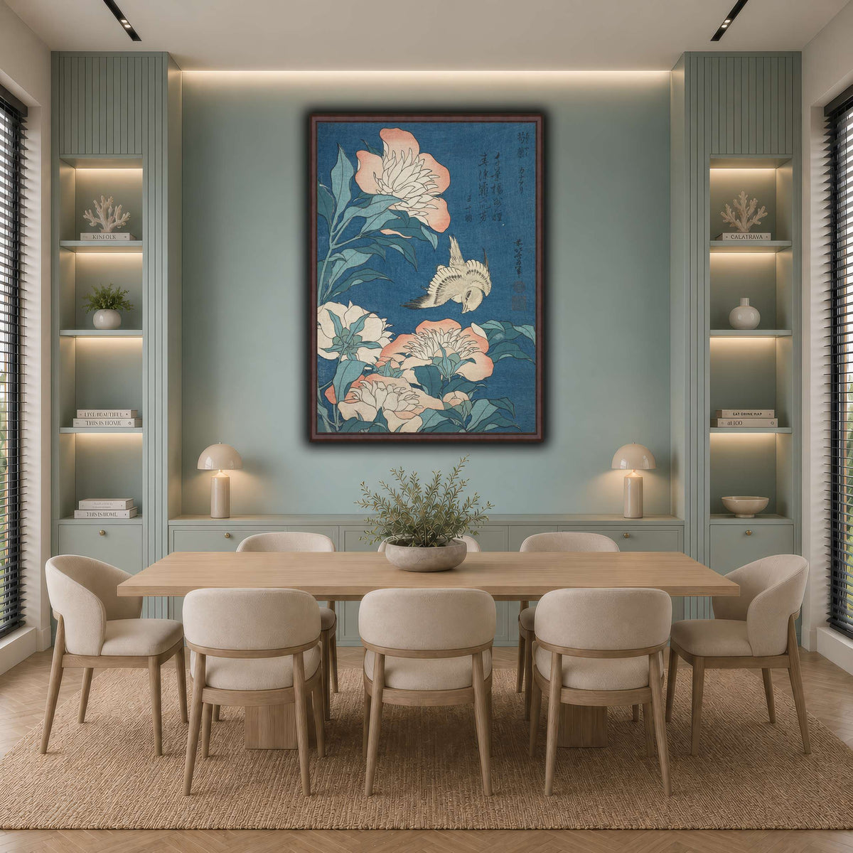 Peonies_and_Canary_Katsushika Hokusai  cool-dining