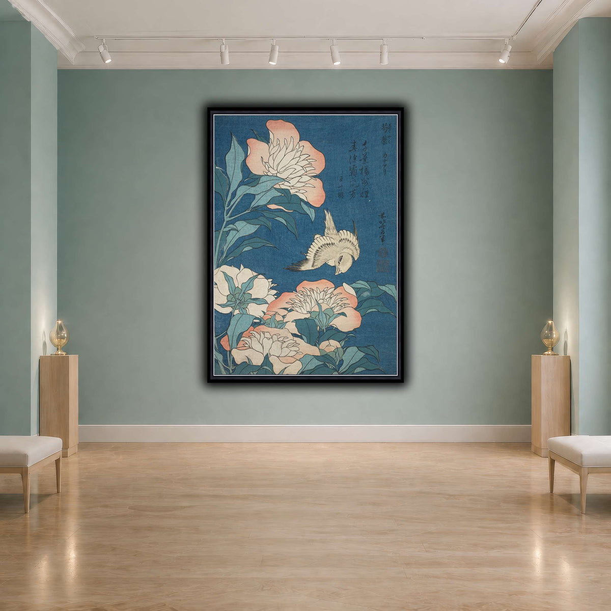 Peonies_and_Canary_Katsushika Hokusai  cool-agallery