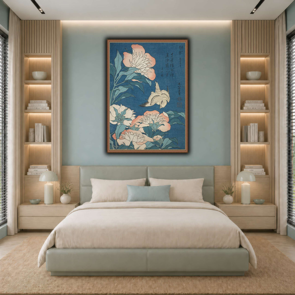 Peonies_and_Canary_Katsushika Hokusai  cool-bedroom