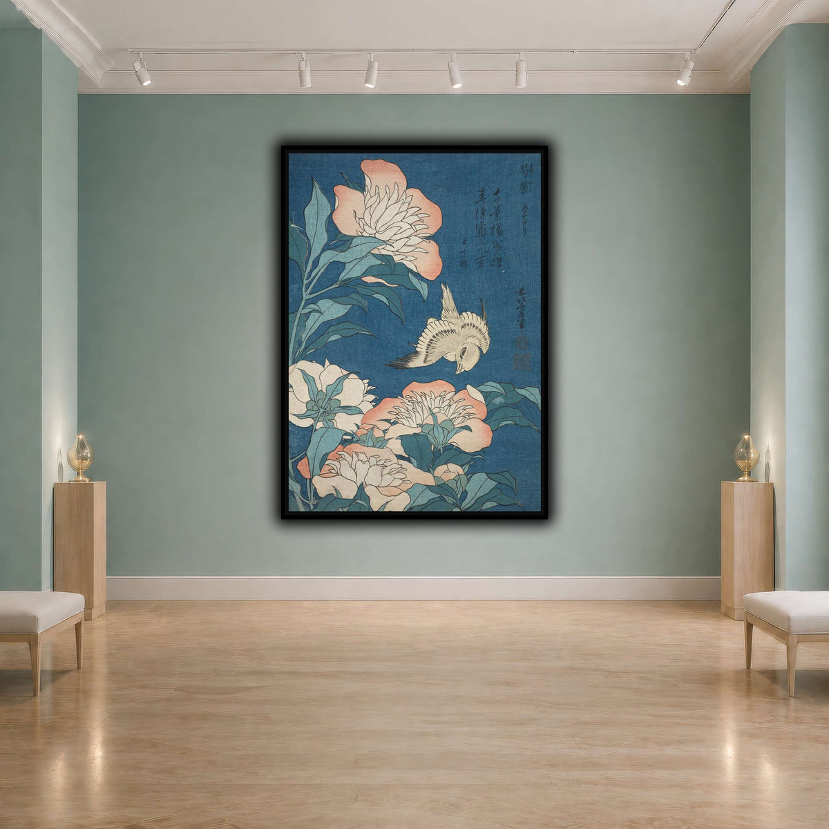 Peonies_and_Canary_Katsushika Hokusai  cool-agallery