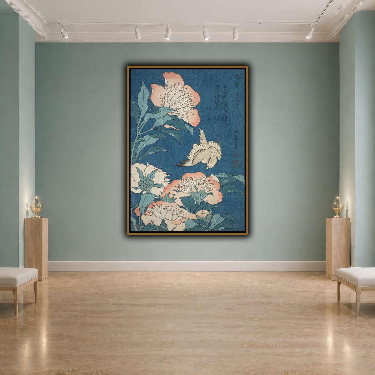 Peonies_and_Canary_Katsushika Hokusai  cool-agallery