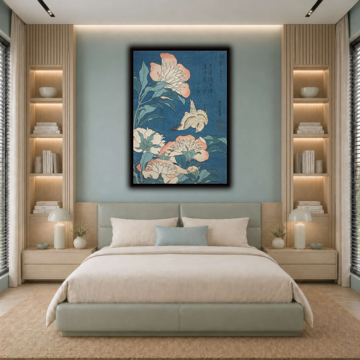 Peonies_and_Canary_Katsushika Hokusai  cool-bedroom