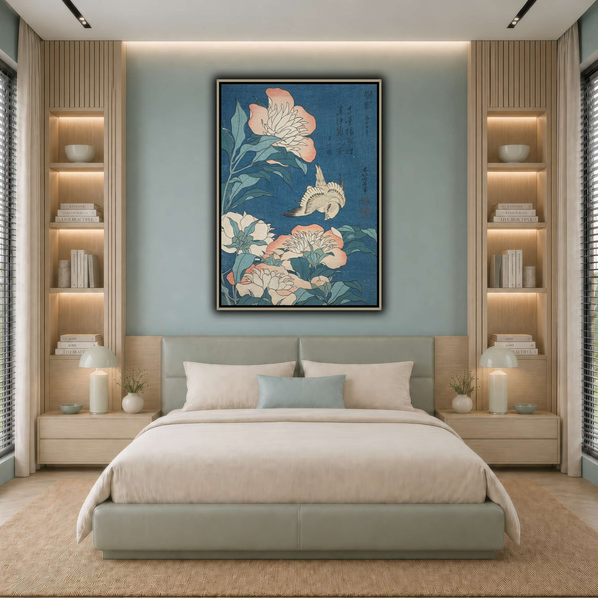 Peonies_and_Canary_Katsushika Hokusai  cool-bedroom