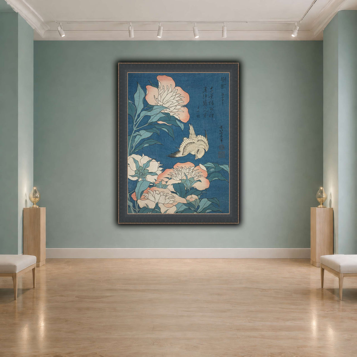 Peonies_and_Canary_Katsushika Hokusai  cool-agallery