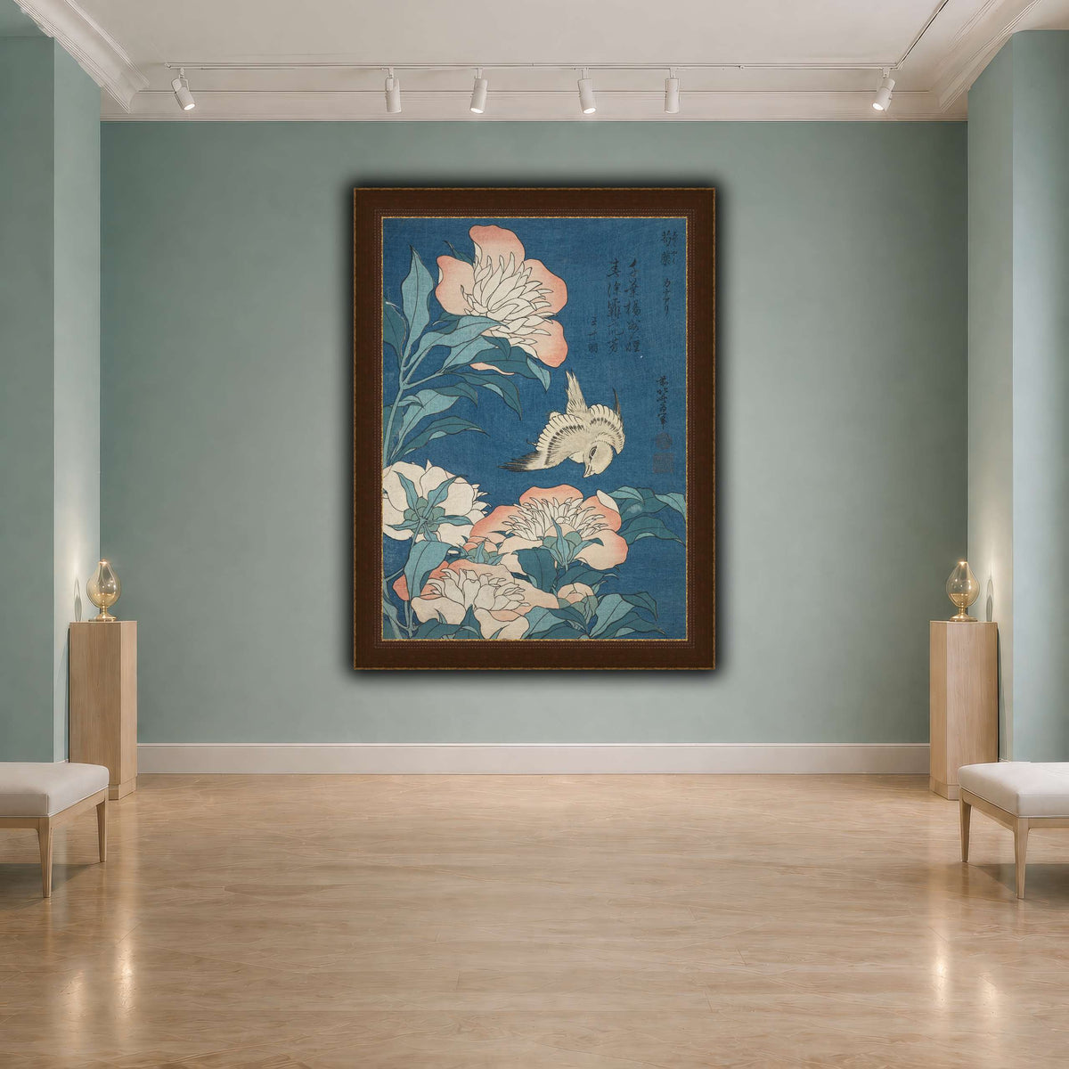 Peonies_and_Canary_Katsushika Hokusai  cool-agallery