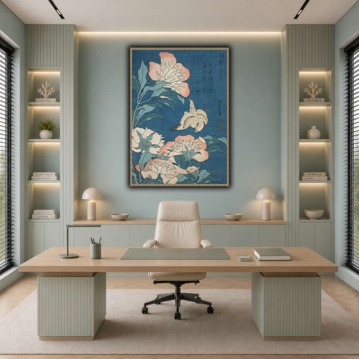 Peonies_and_Canary_Katsushika Hokusai  cool-office