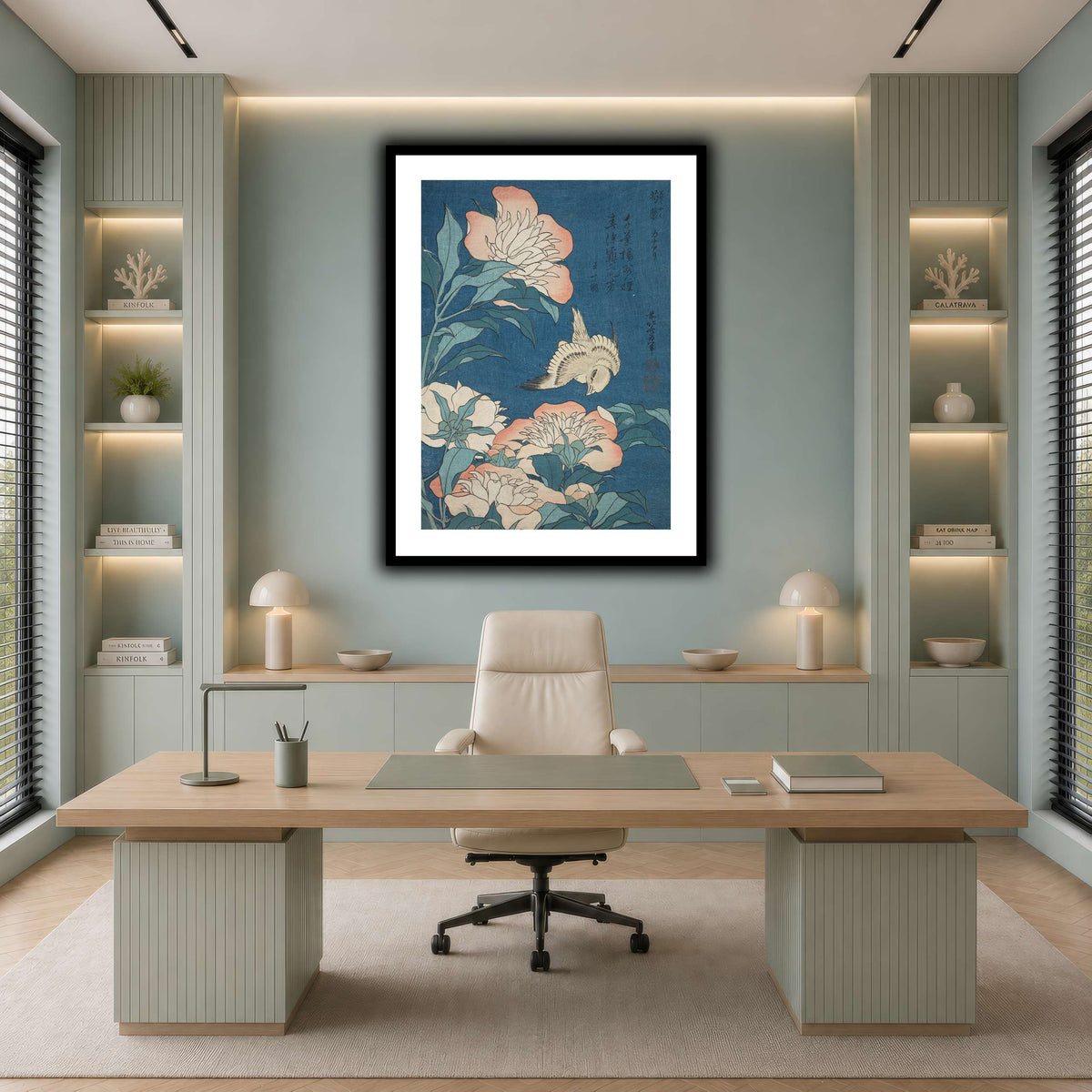 Peonies_and_Canary_Katsushika Hokusai  cool-office