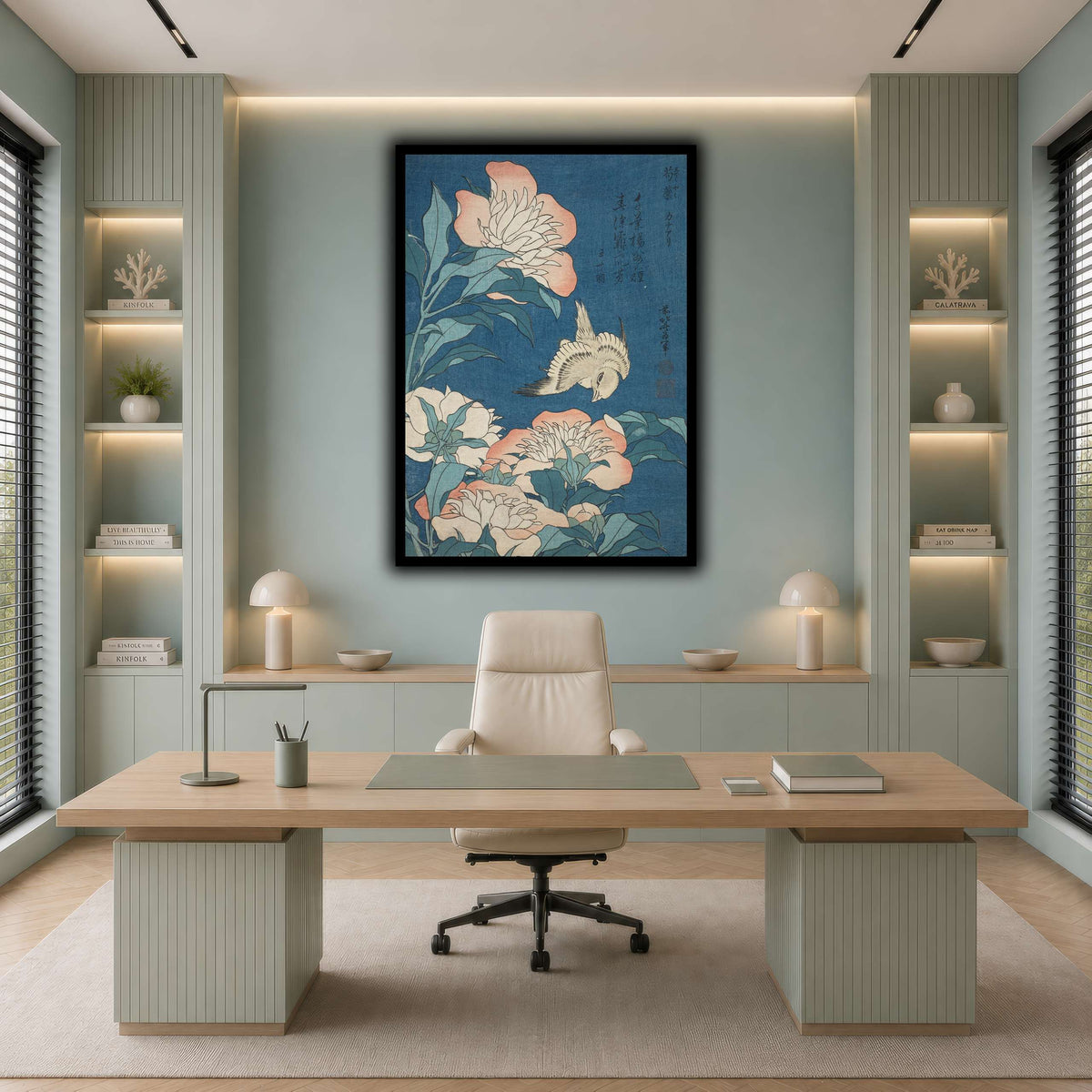 Peonies_and_Canary_Katsushika Hokusai  cool-office