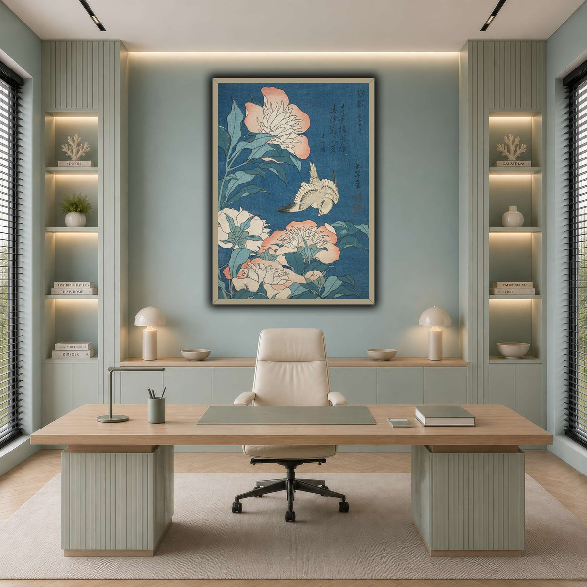 Peonies_and_Canary_Katsushika Hokusai  cool-office