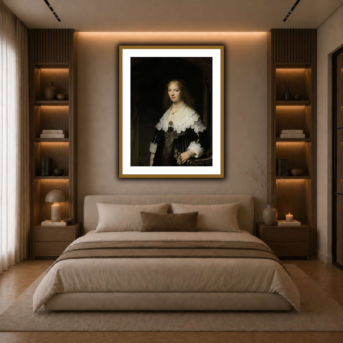 Portrait-of-a-Woman-Possibly-Maria-Trip_Rembrandt-van-Rijn dark neutral-bedroom