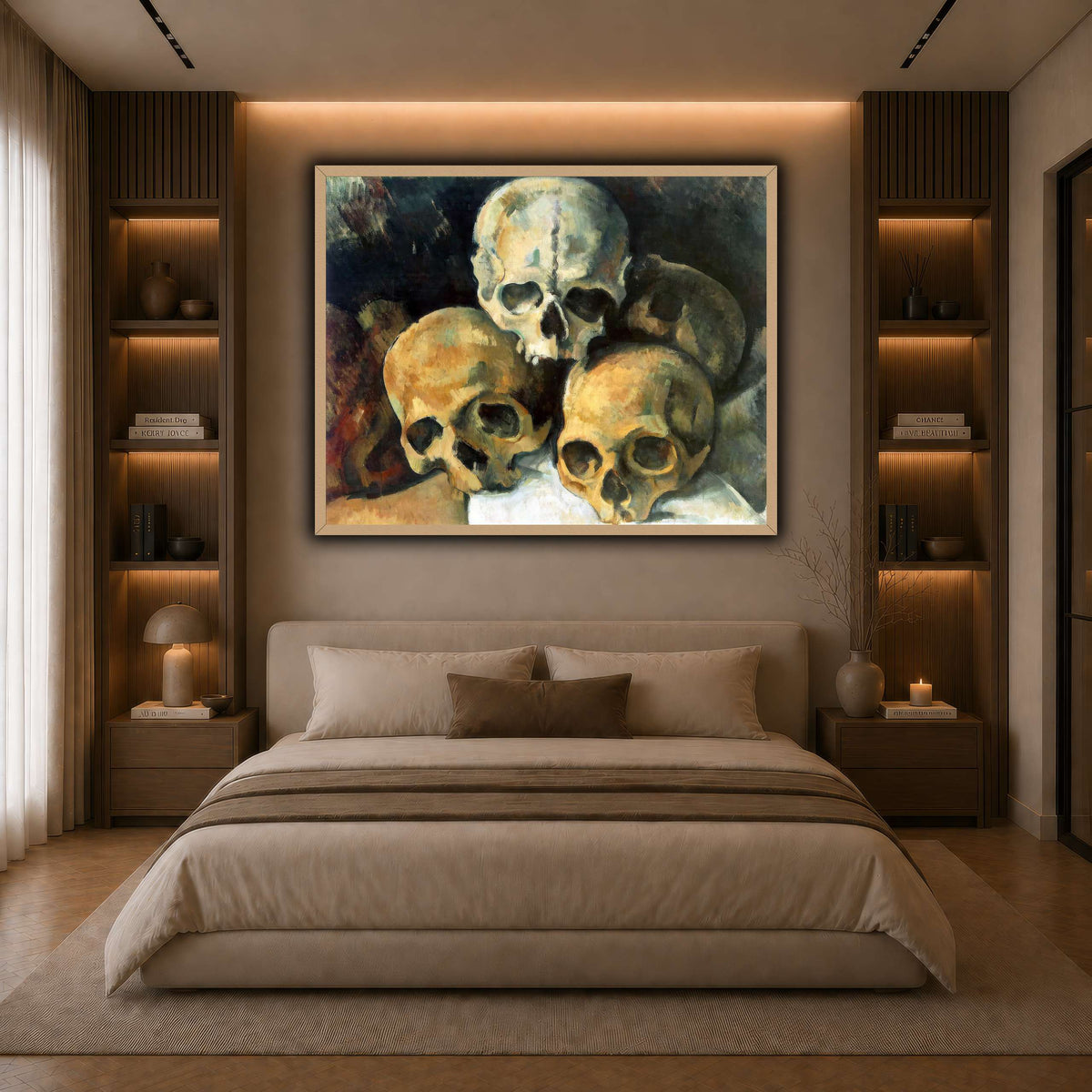 Pyramid_of_Skulls_by_Paul_Cezanne dark neutral-bedroom