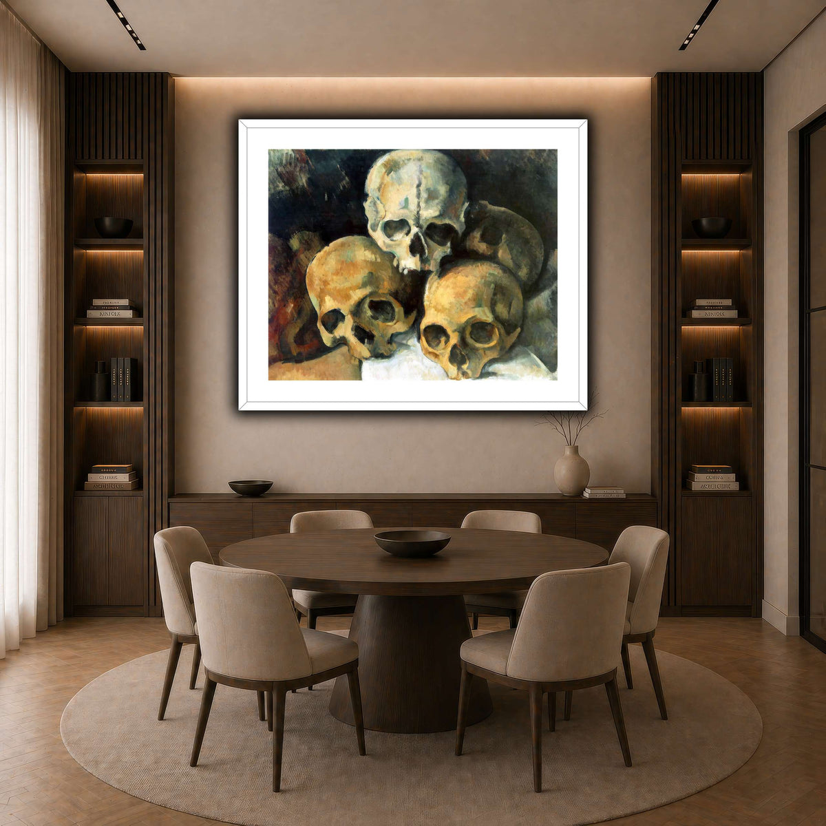 Pyramid_of_Skulls_by_Paul_Cezanne dark neutral-dining room