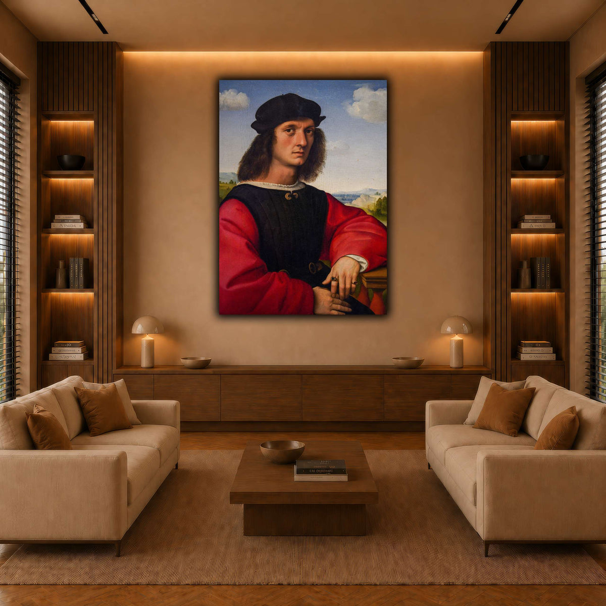 Raffaello_Sanzio_Agnolo_Doni's_portrait warm-living-room