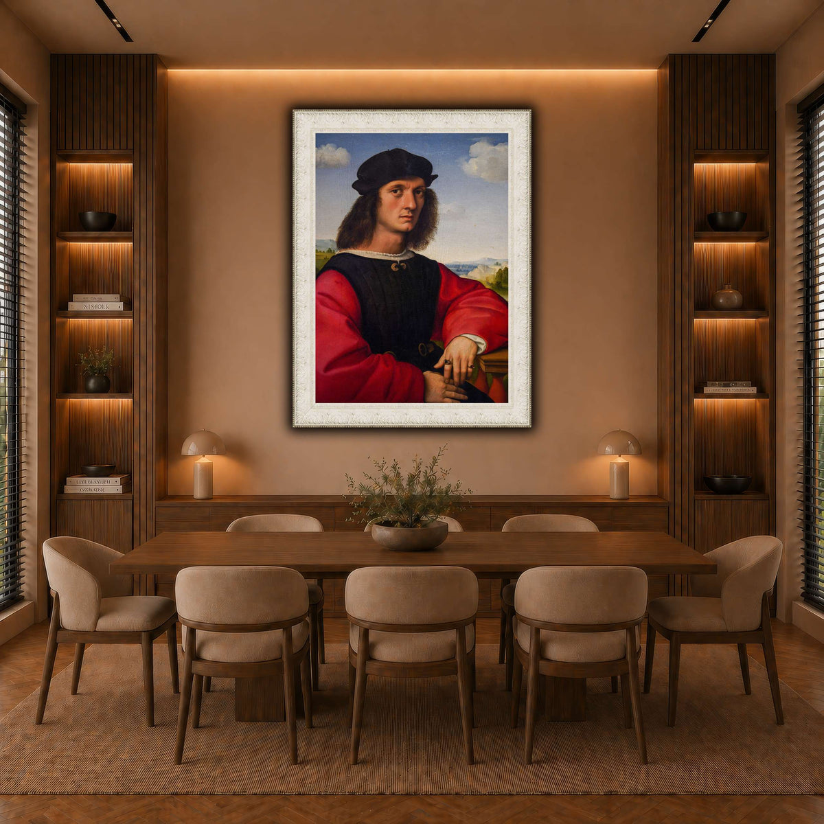 Raffaello_Sanzio_Agnolo_Doni's_portrait warm-dining room