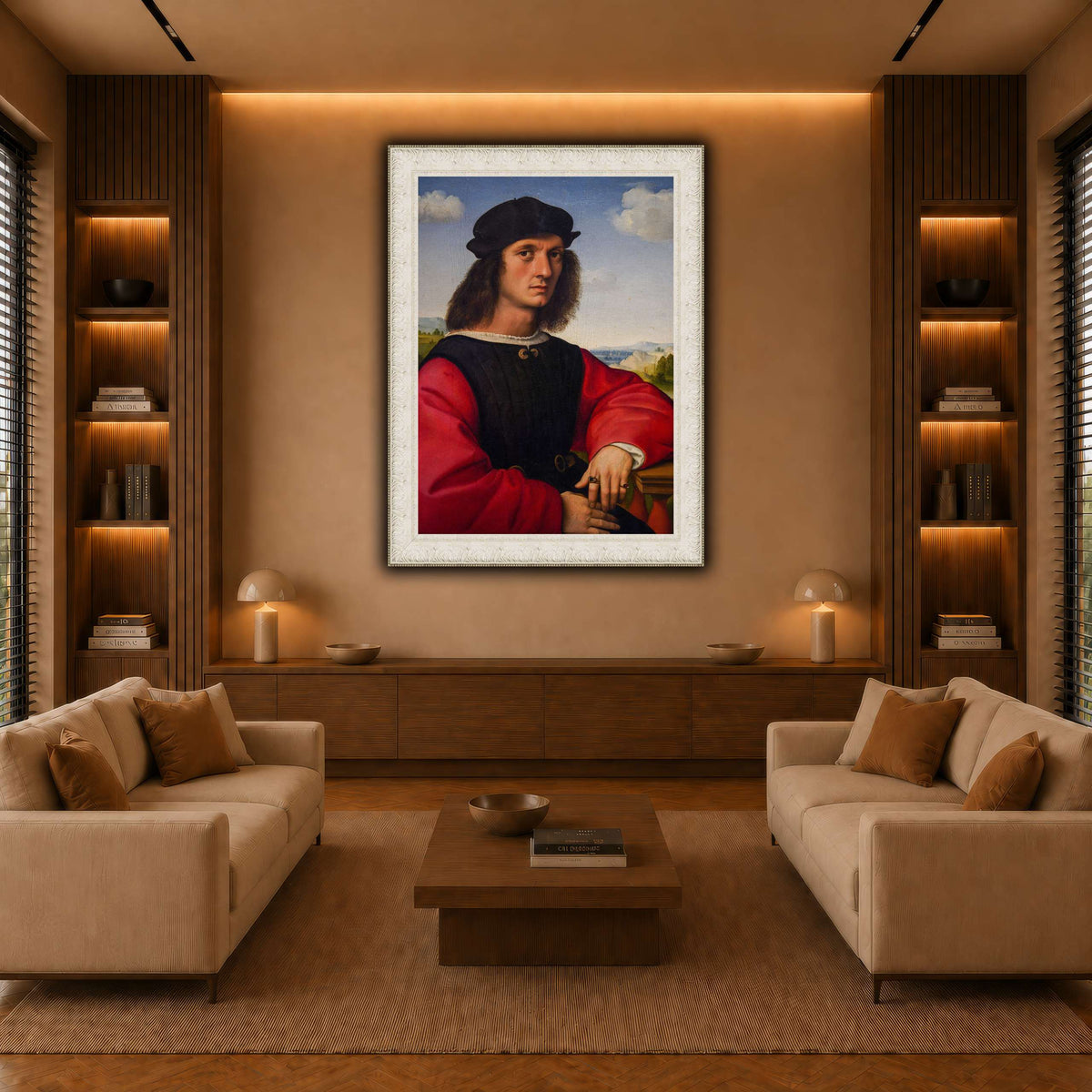 Raffaello_Sanzio_Agnolo_Doni's_portrait warm-living-room