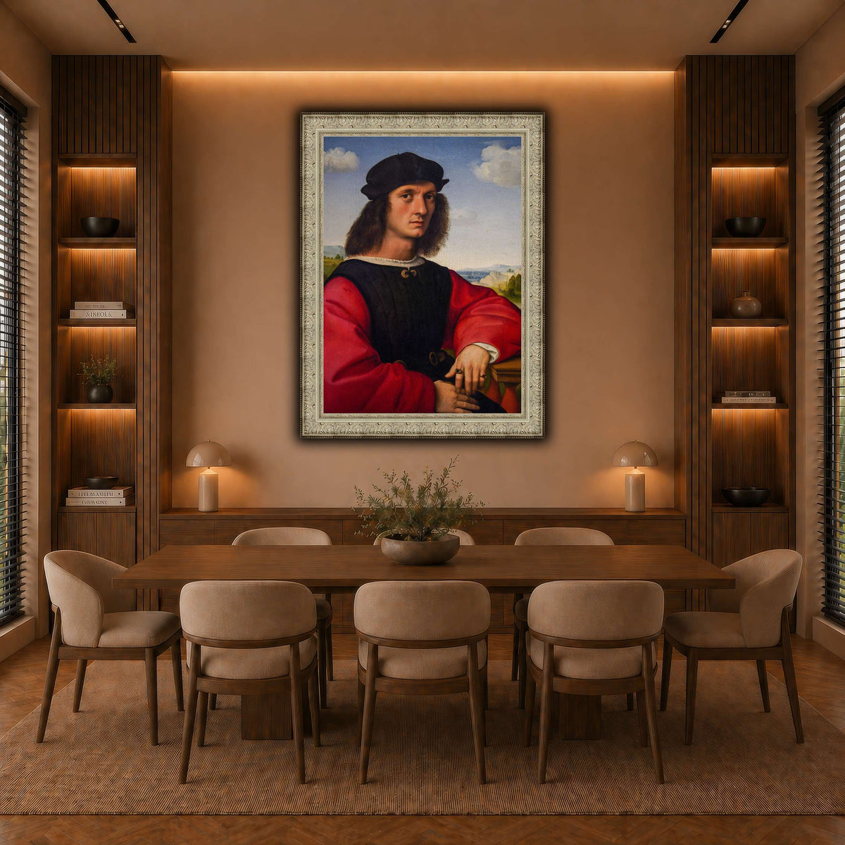 Raffaello_Sanzio_Agnolo_Doni's_portrait warm-dining room