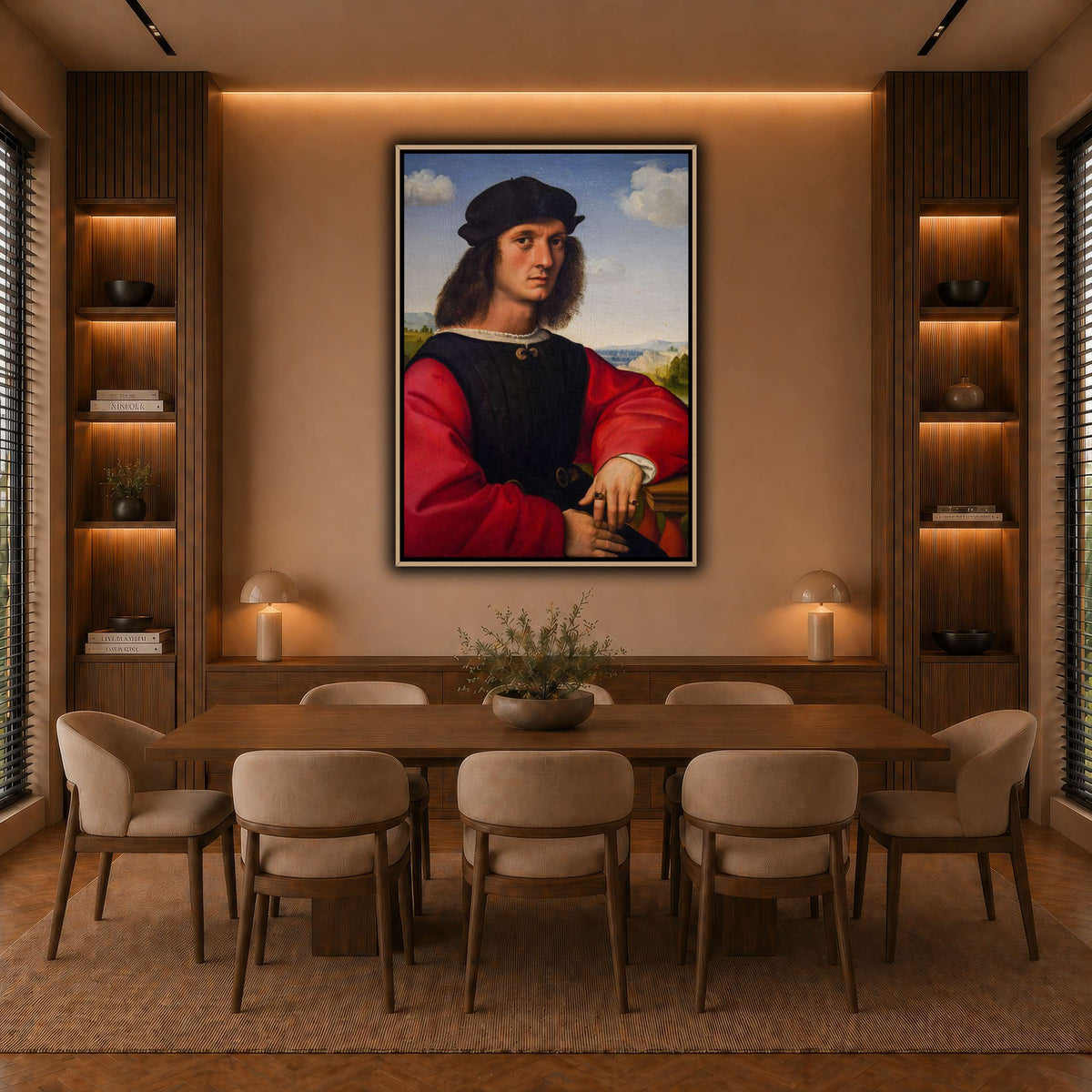 Raffaello_Sanzio_Agnolo_Doni's_portrait warm-dining room