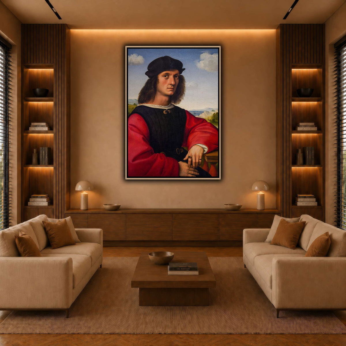 Raffaello_Sanzio_Agnolo_Doni's_portrait warm-living-room