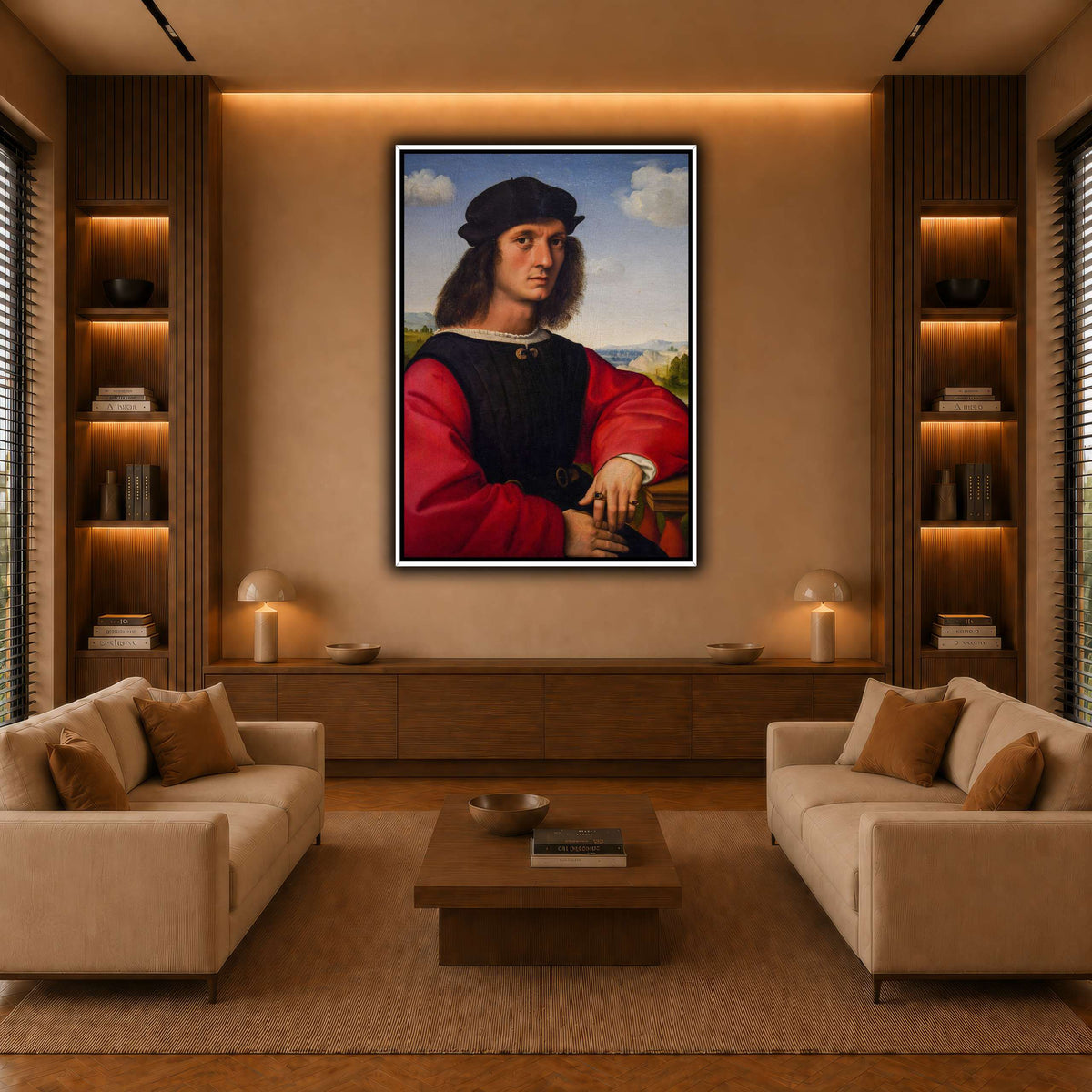 Raffaello_Sanzio_Agnolo_Doni's_portrait warm-living-room
