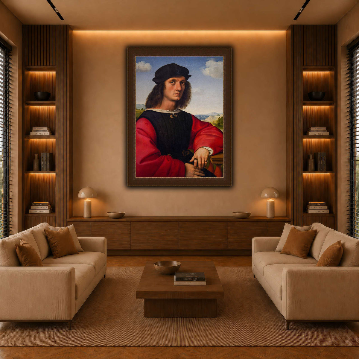 Raffaello_Sanzio_Agnolo_Doni's_portrait warm-living-room