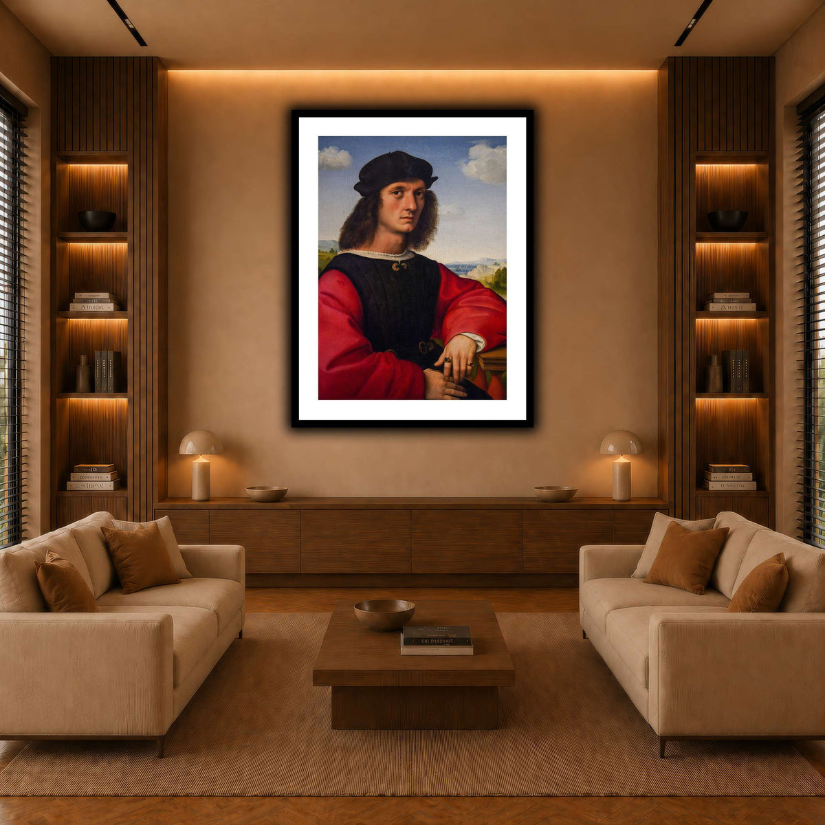 Raffaello_Sanzio_Agnolo_Doni's_portrait warm-living-room
