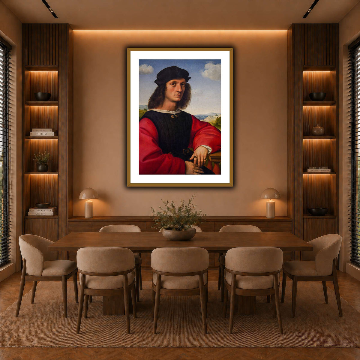 Raffaello_Sanzio_Agnolo_Doni's_portrait warm-dining room