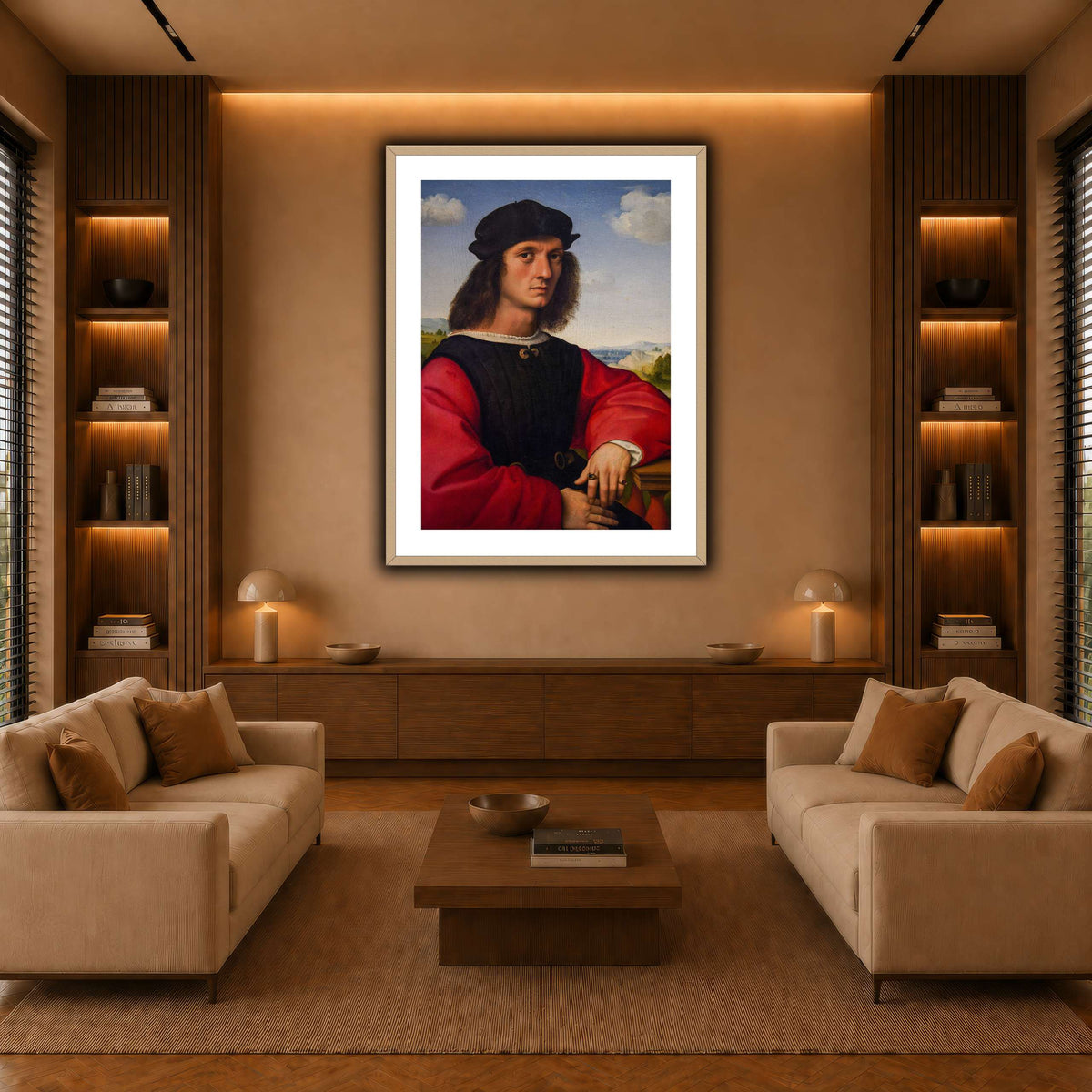 Raffaello_Sanzio_Agnolo_Doni's_portrait warm-living-room