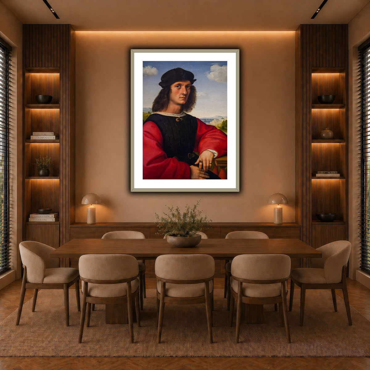 Raffaello_Sanzio_Agnolo_Doni's_portrait warm-dining room