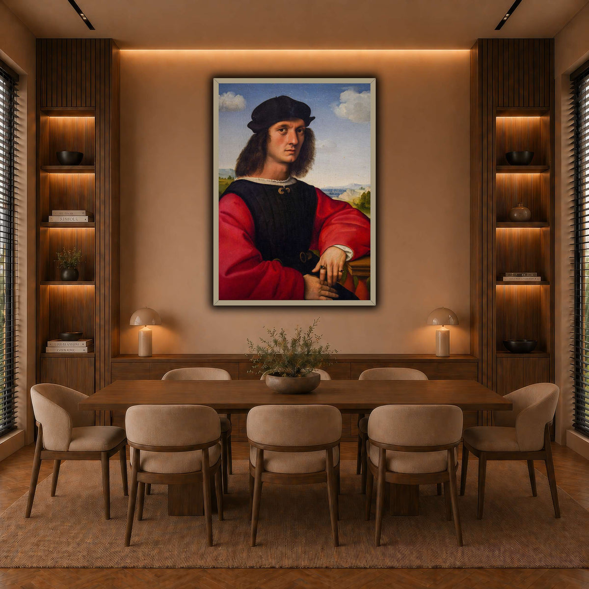 Raffaello_Sanzio_Agnolo_Doni's_portrait warm-dining room