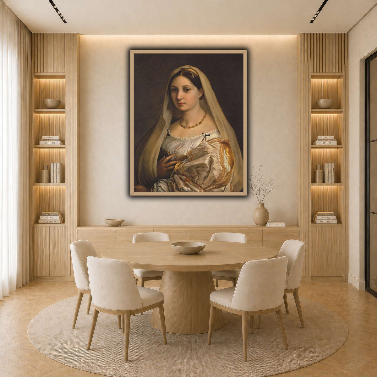 Raffaello_Sanzio_La_Donna_Velata light neutral-dining room