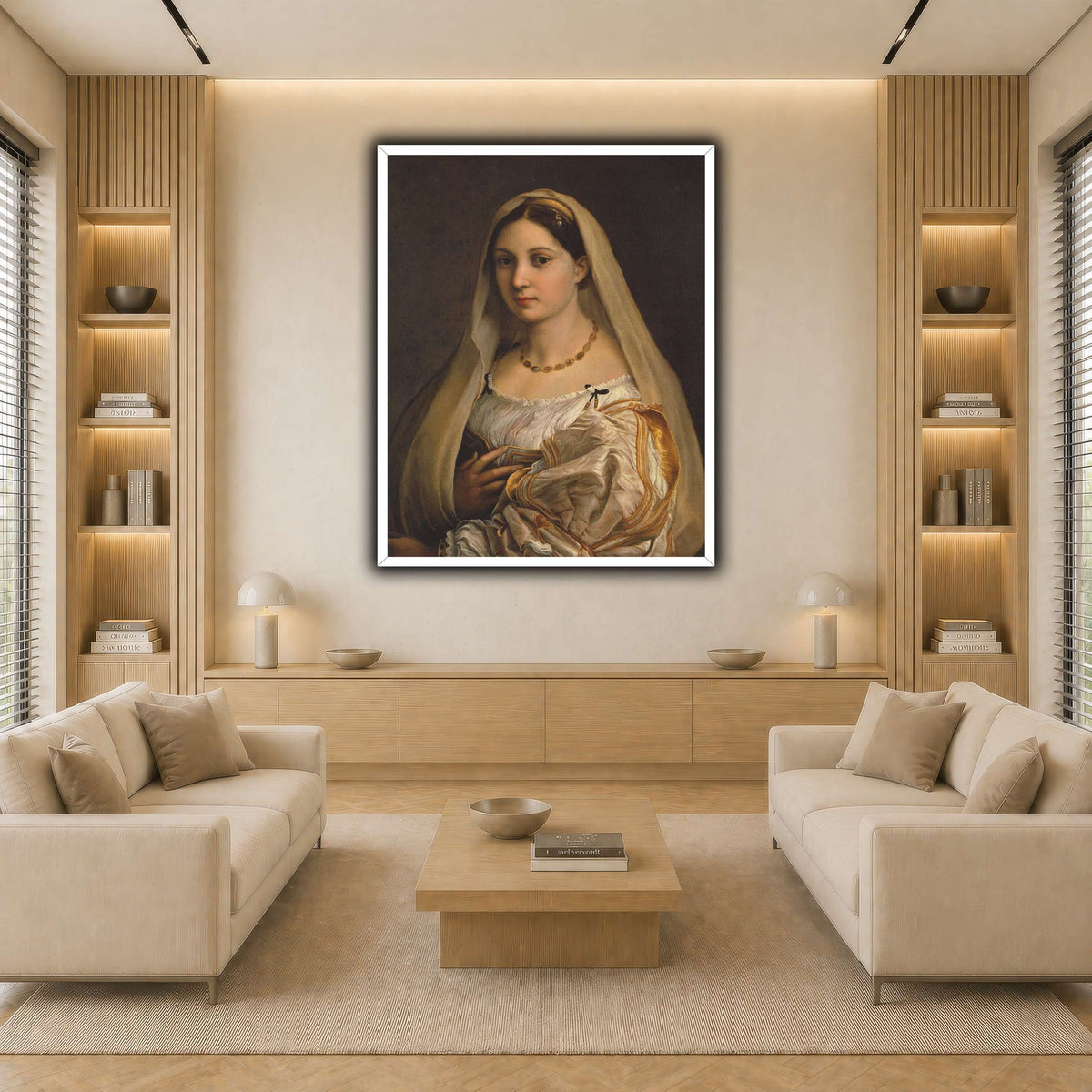Raffaello_Sanzio_La_Donna_Velata light neutral-living room