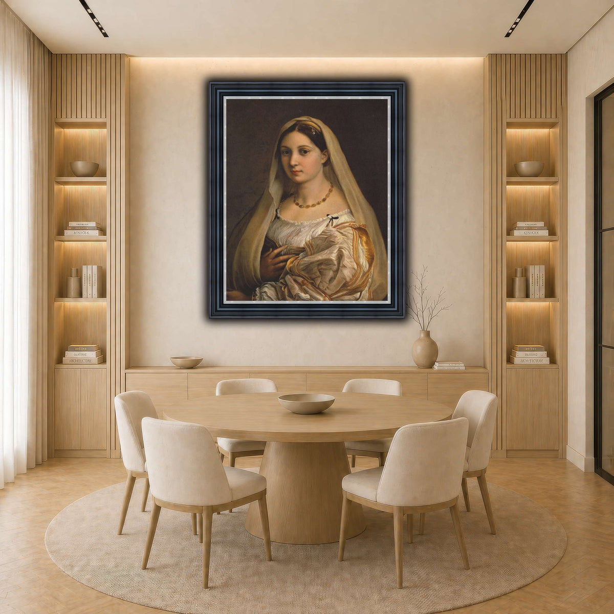 Raffaello_Sanzio_La_Donna_Velata light neutral-dining room