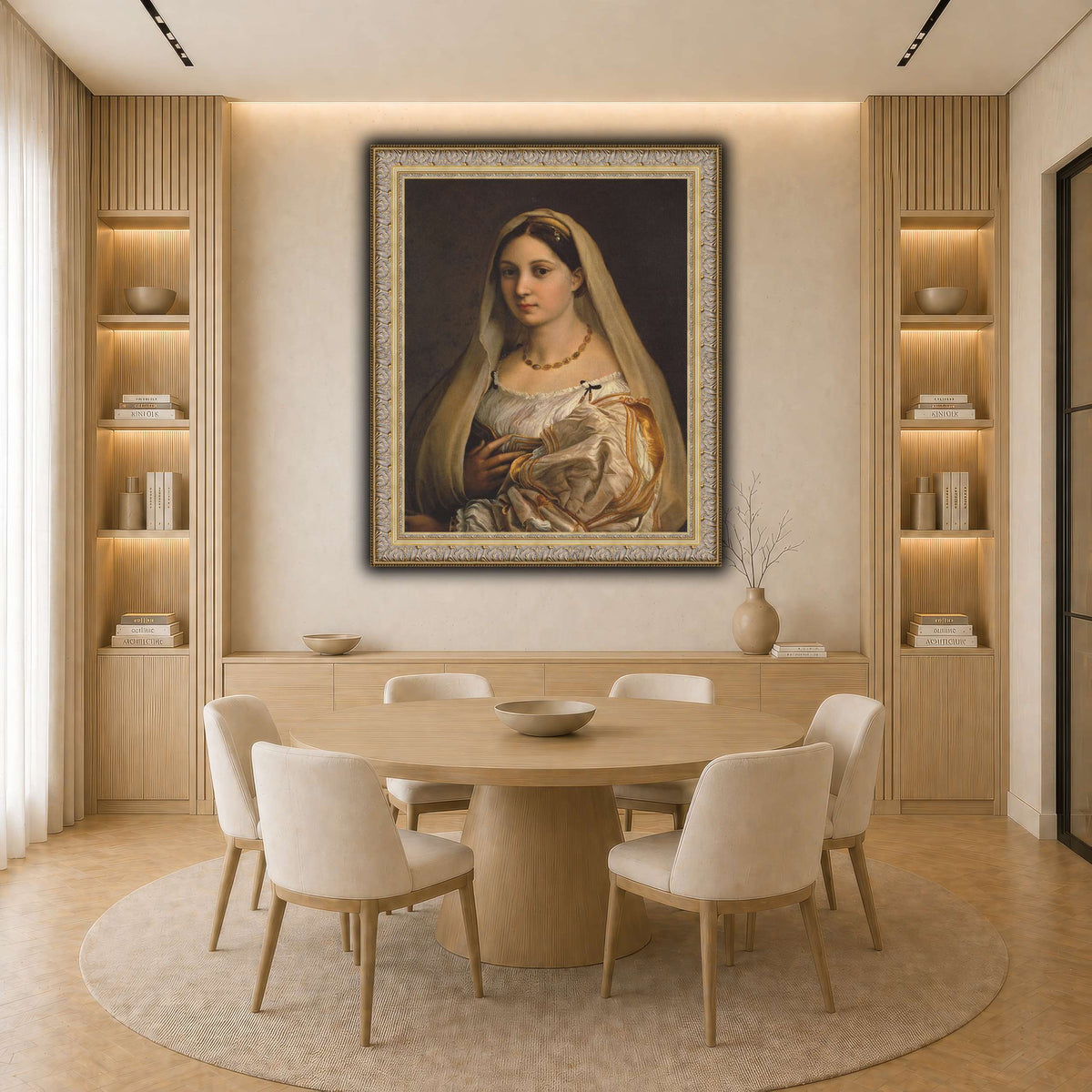 Raffaello_Sanzio_La_Donna_Velata light neutral-dining room