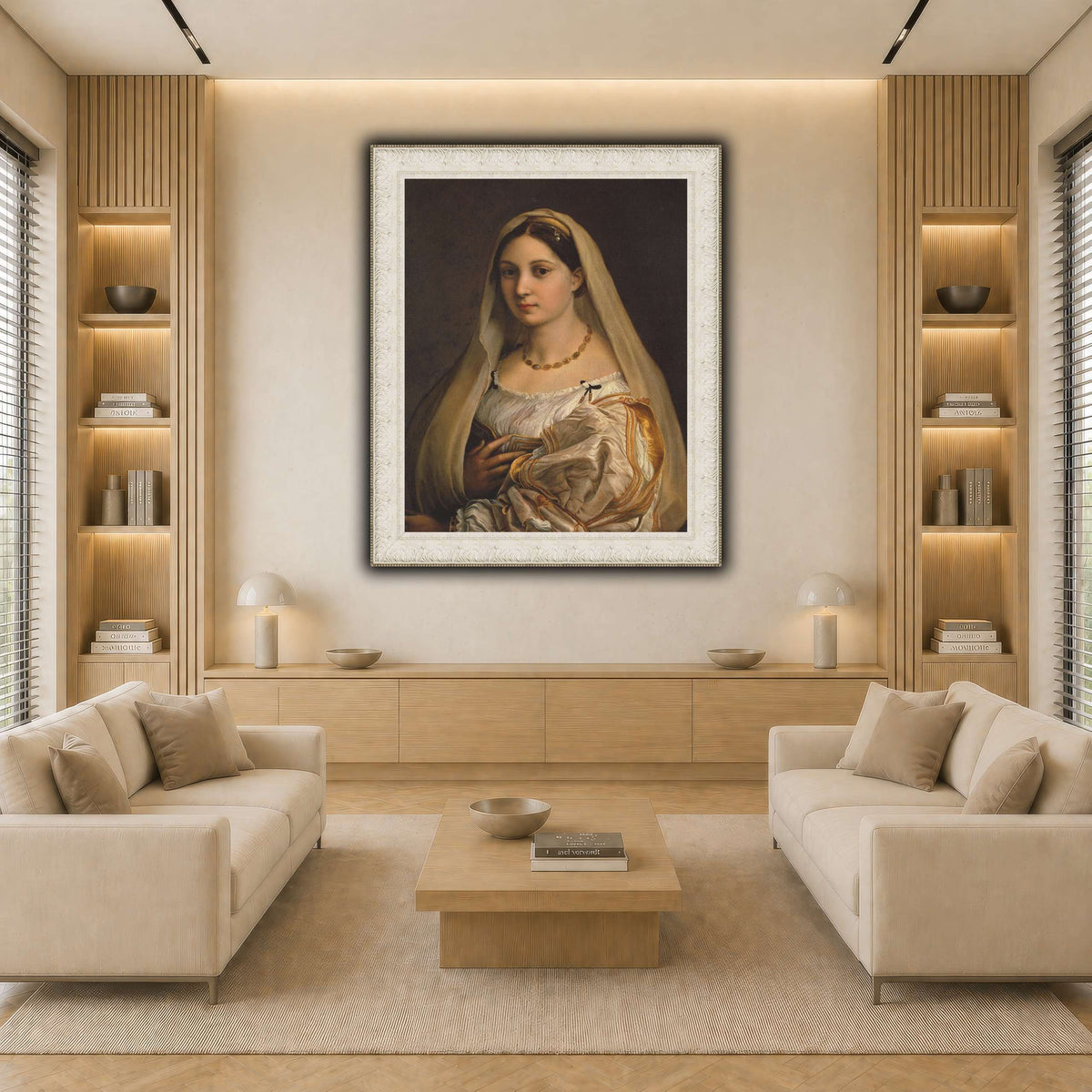 Raffaello_Sanzio_La_Donna_Velata light neutral-living room