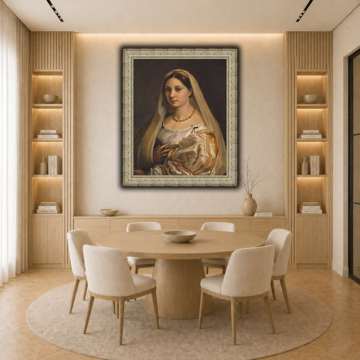 Raffaello_Sanzio_La_Donna_Velata light neutral-dining room