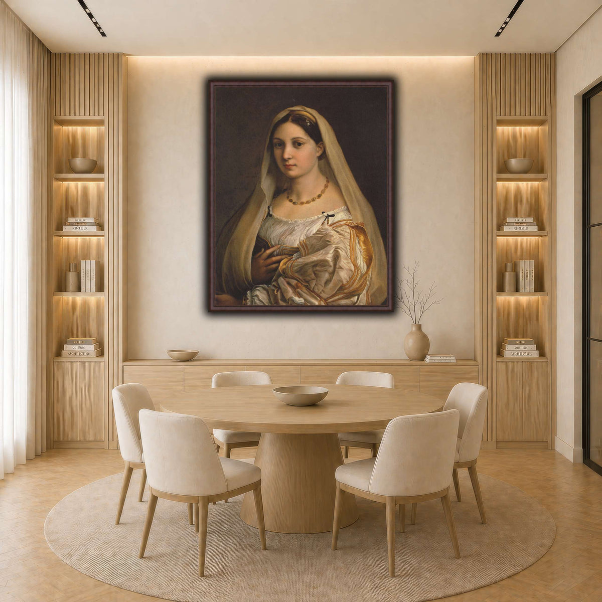 Raffaello_Sanzio_La_Donna_Velata light neutral-dining room