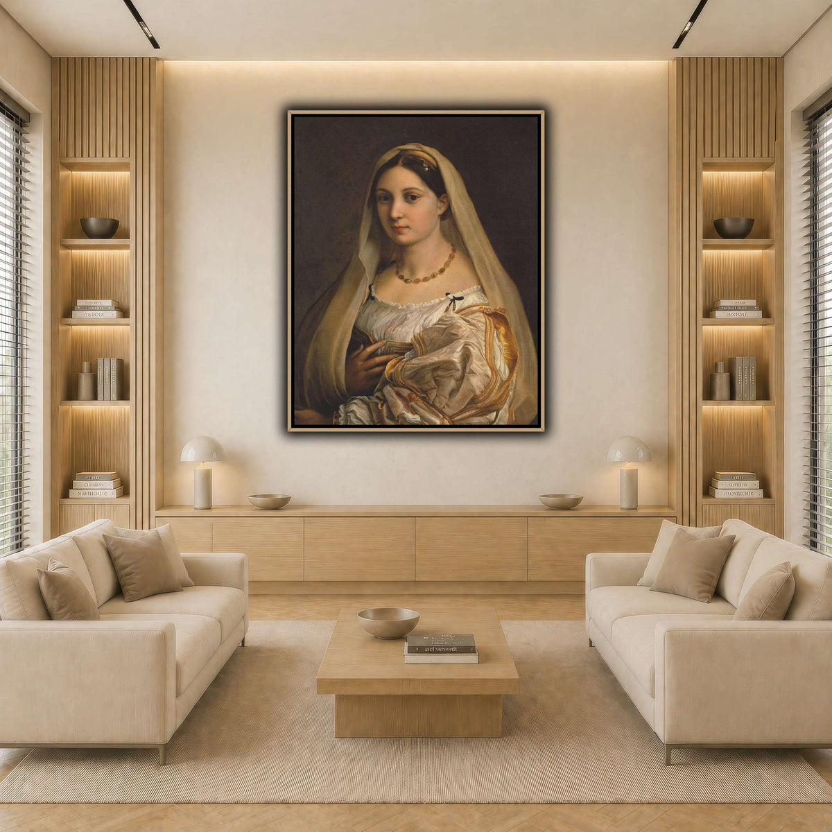 Raffaello_Sanzio_La_Donna_Velata light neutral-living room
