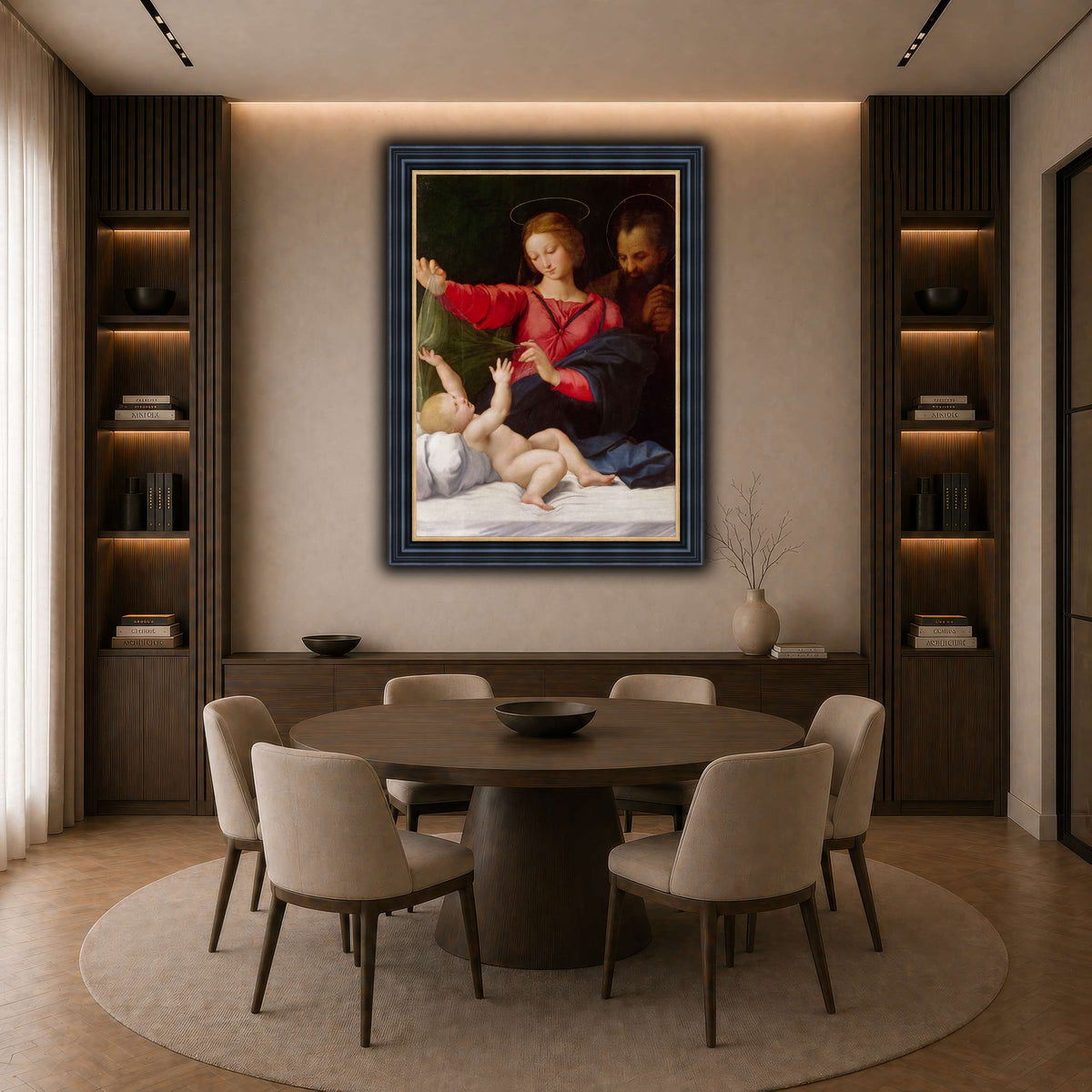 Raffaello_Sanzio_La_Madone_de_Lorette dark neutral-dining room