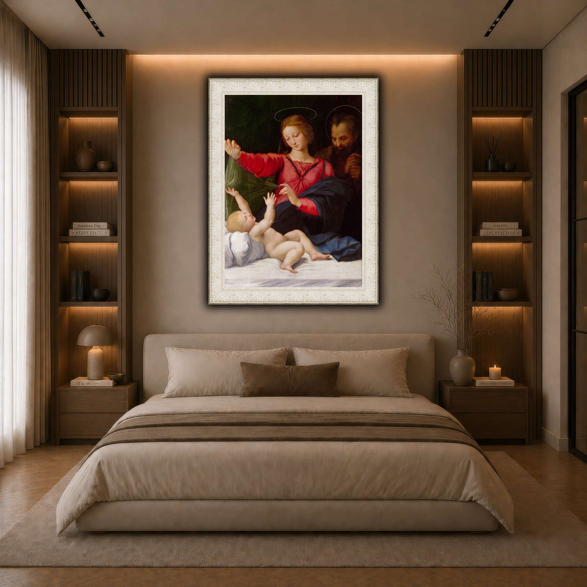 Raffaello_Sanzio_La_Madone_de_Lorette dark neutral-bedroom
