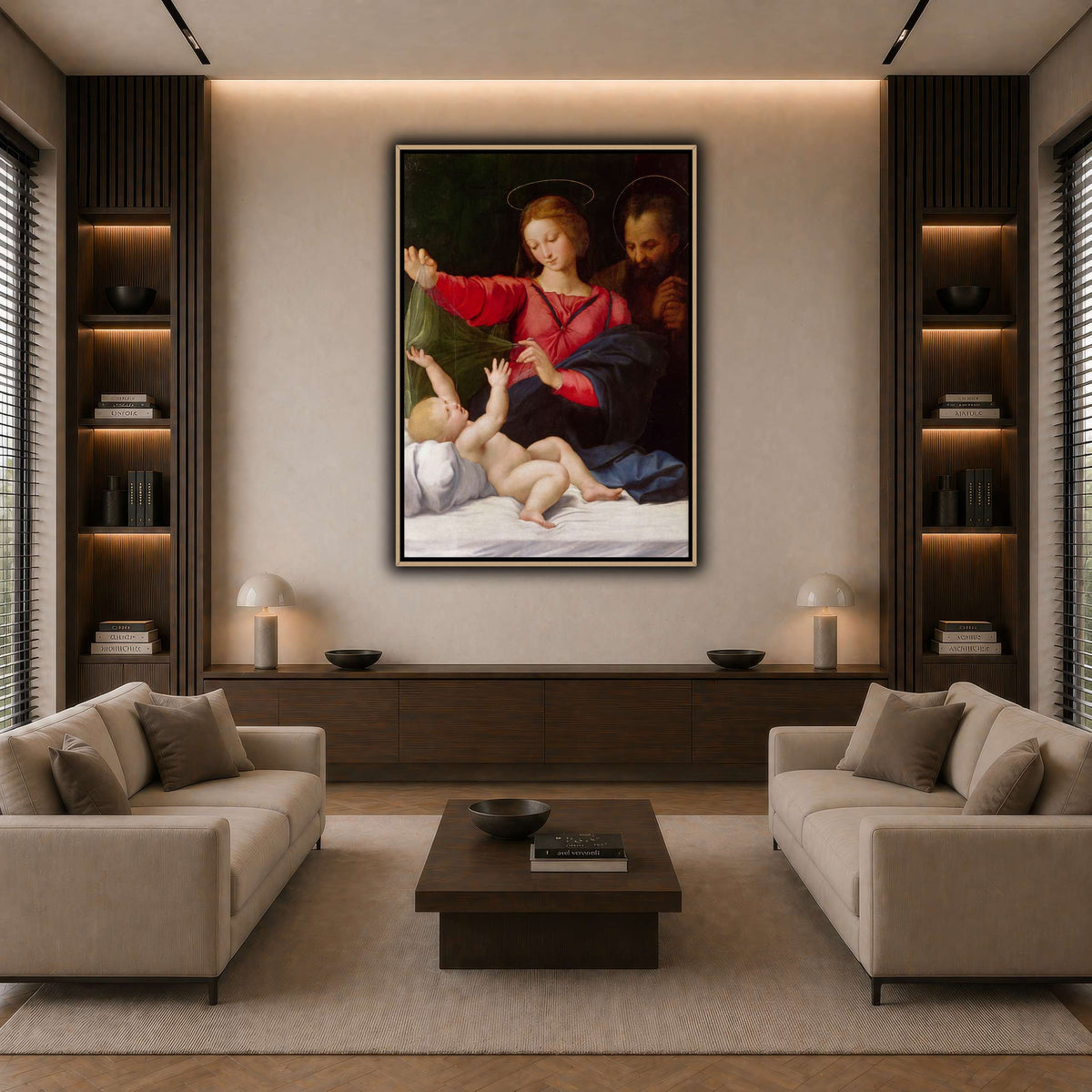Raffaello_Sanzio_La_Madone_de_Lorette dark neutral-living room