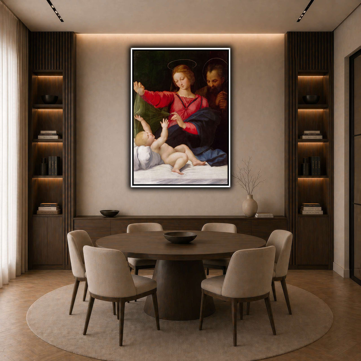 Raffaello_Sanzio_La_Madone_de_Lorette dark neutral-dining room
